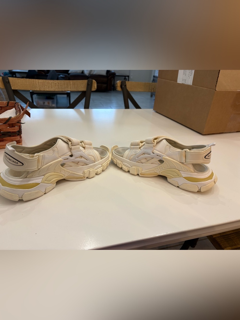 Balenciaga Track Sandals Cream Yellow Chunky Sport Sandals Size 37 US 7 - Picture 6 of 13
